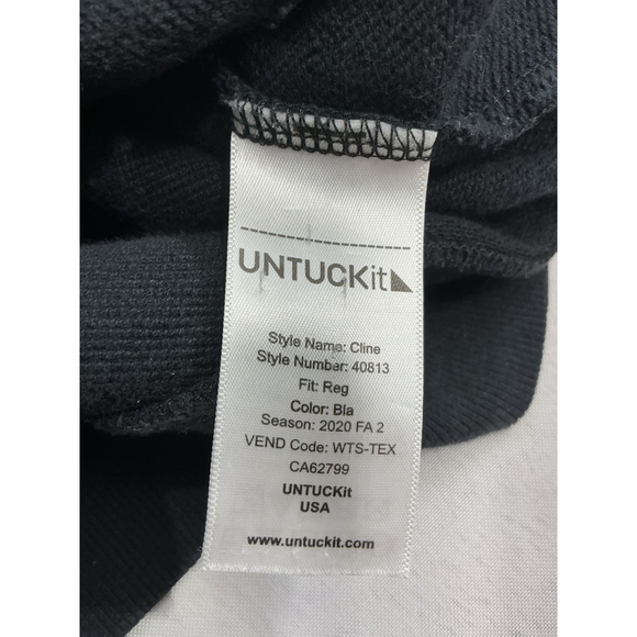 Mens Untuckit Sweatshirt Medium Black Shawl Neck Collar Pullover - Picture 4 of 9